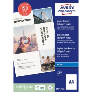 INKJETPAPIR A4 AVERY MAT 150GR. 100 ARK/PK
