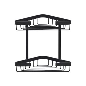 Double corner shower shelf black aluminium