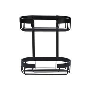 Double shower shelf black aluminium