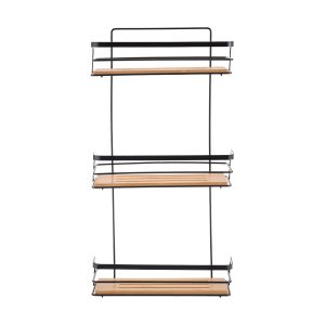 Bathroom shelf Bamboo Black aluminium
