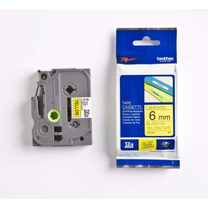 PRÆGETAPE BROTHER 6 MM SORT/GUL TZ 611 LAMINERET