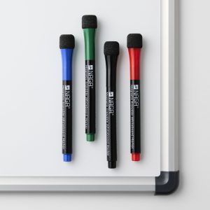 Whiteboard marker set, 4 colours, Black/Blue/Red/Green