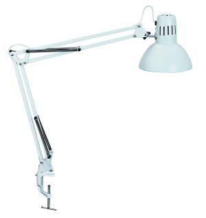LED desk lamp with table clamp, white, MAULstudy