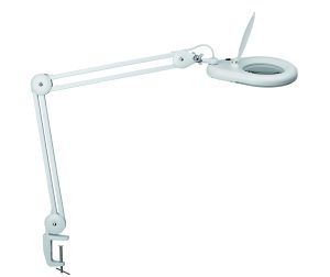 LED magnifying lamp with table clamp, white, MAULviso