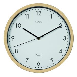 Wall clock, light wood look MAULgrain Ø30 cm