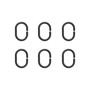 Black shower curtain rings, 12 pcs