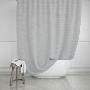 Shower curtain, Camellia, Light grey, 180 x 200 cm