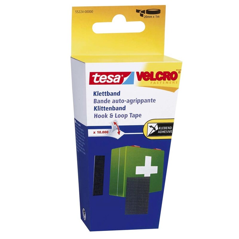 BURRETAPE VELKRO TESA 20MM 1 MTR. KLÆB SORT BURRETAPE VELKRO TESA 20MM 1 MTR. KLÆB SORT