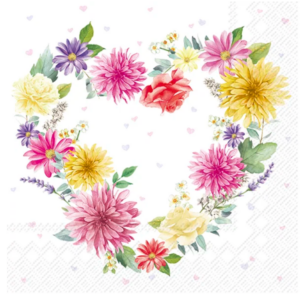 SERVIETTER 25X25 IHR HEART MADE OF FLOWERS
