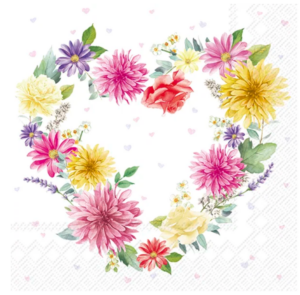 SERVIETTER 33X33 IHR HEART MADE OF FLOWERS
