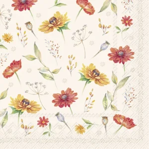 SERVIETTER 33X33 IHR SOFT SUNSET FLOWERS CREAM