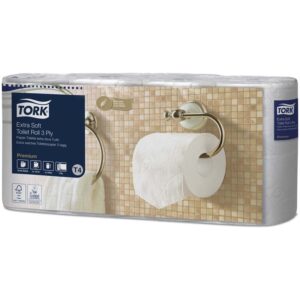 TOILETPAPIR TORK PREMIUM 3-LAG EXTRA SOFT 19,10 MTR/RL 56 RL. TOILETPAPIR TORK PREMIUM 3-LAG EXTRA SOFT 19,10 MTR/RL 56 RL.