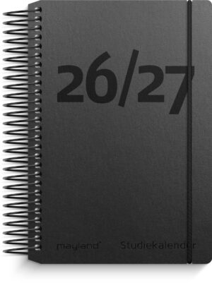 Studie Mini dagkalender sort genbrugskarton 2026/2027