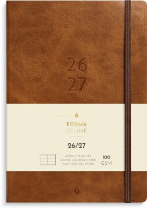 Studie A5 Forma Deluxe ugekalender tværf. brun kunstskind 2026/2027