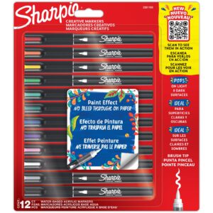 Sharpie Creative Acrylic Marker Assorted Colours Brush tip 12-Blister Sharpie Creative Acrylic Marker Assorted Colours Brush tip 12-Blister