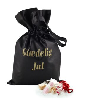 Sort stofpose m/tryk Glædelig Jul