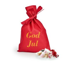 Rød stofpose m/tryk God Jul